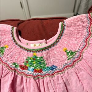 Pink Smocked Kids Casual Dress